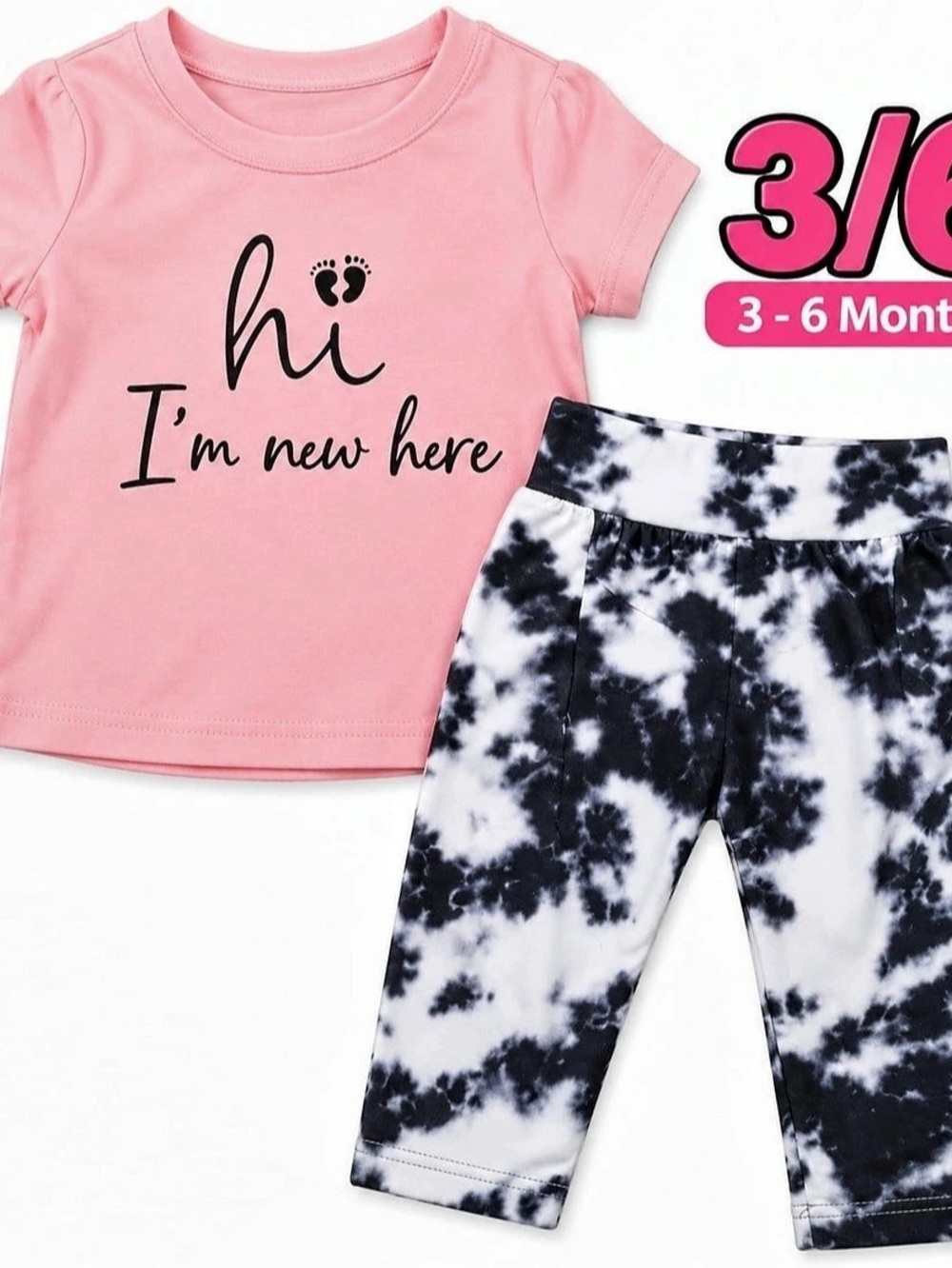 Baby Tie-Dye Set Pink & Black Size 3-6M